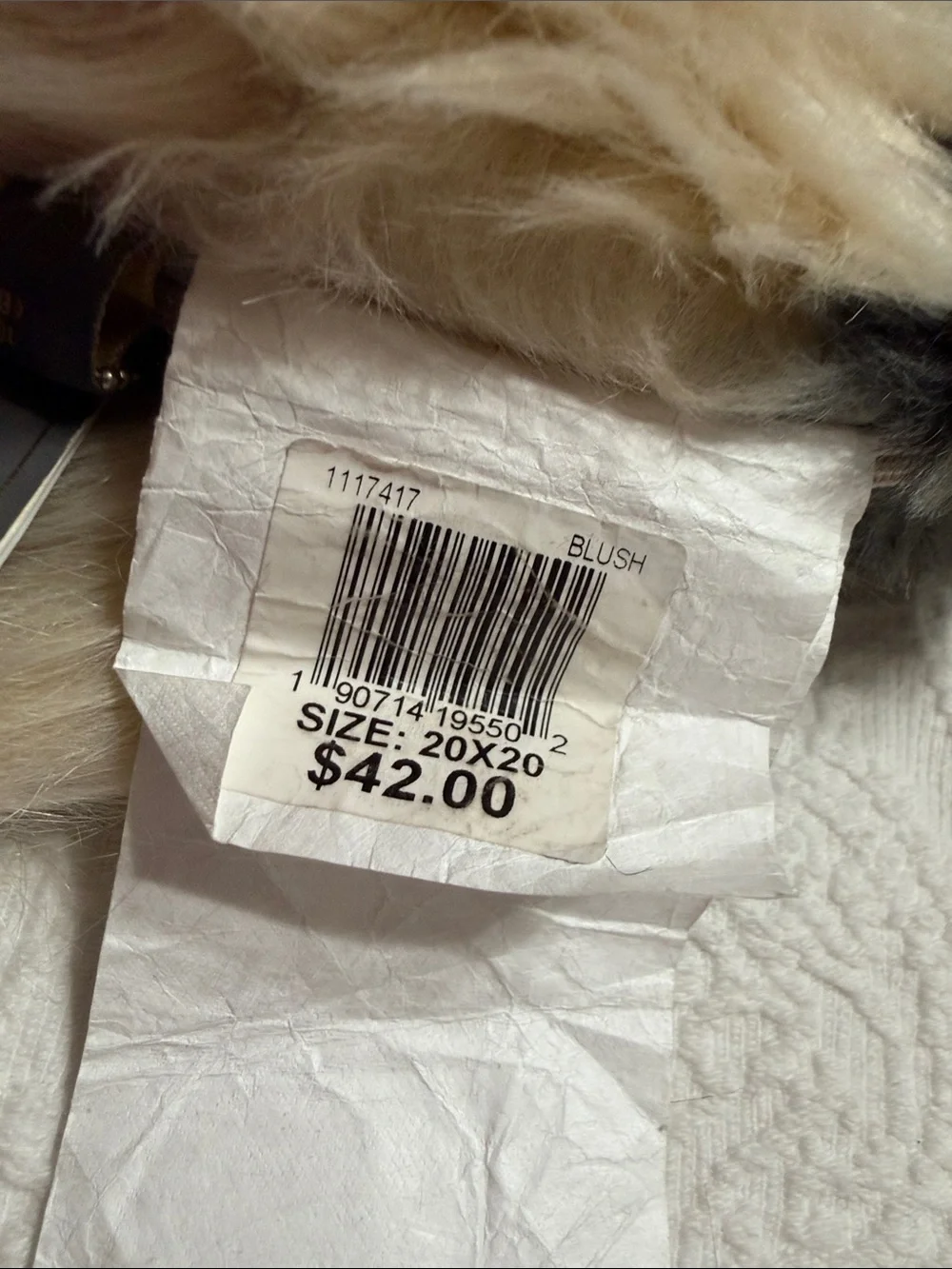 NWT Decorative Pillow Cover 20x20 Faux Fur Multicolor- Pink, Gray, Black, Cream